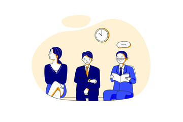 Job Interview Vector Illustration concept. Can use for web banner, infographics, hero images. Flat illustration isolated on white background.