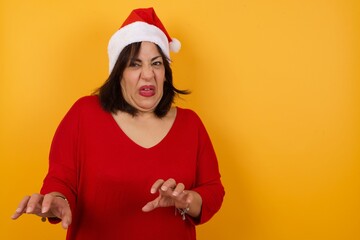 Ugh how disgusting! Displeased young woman dressed casual, says fie and has dissatisfied facial...