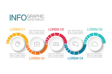 Vector infographic template, 5 steps or options. Data presentation, business concept design for web, brochure, diagram.