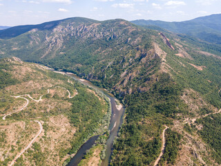 Fototapeta na wymiar Arda River meander and Ivaylovgrad Reservoir, Bulgaria