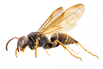 Northern paper wasp specimen on white background