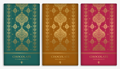 Fototapeta na wymiar Luxury packaging design of chocolate bars. Vintage vector ornament template. Elegant, classic elements. Great for food, drink and other package types. Can be used for background and wallpaper.