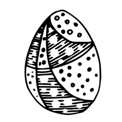 Easter egg painted with lines. Vector illustration in doodle style.