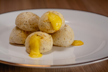 Cheese bread on a white plate, fitness meal for healthy breakfast