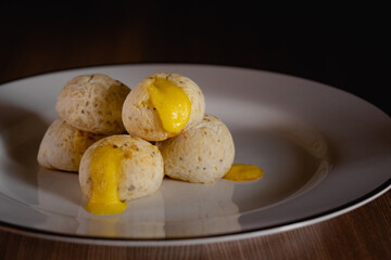 Cheese bread on a white plate, fitness meal for healthy breakfast