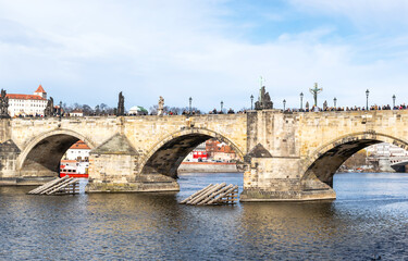 Fototapeta na wymiar Charles Bridge over Vltava river in Prague.