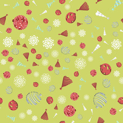 Seamless Christmas pattern. New Year's illustration for the winter holidays. The template is suitable for posters, cards, fabrics or wrapping paper