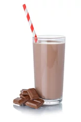 Fototapeten Chocolate milk shake milkshake in a glass straw isolated on white © Markus Mainka