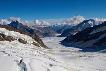 Glacier valley at the mountain of Jungfraujoch