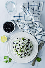 Black bean cilantro lime rice in a plate
