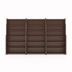 empty wooden bookcase. 3d render
