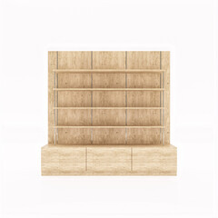 empty wooden bookcase. 3d render