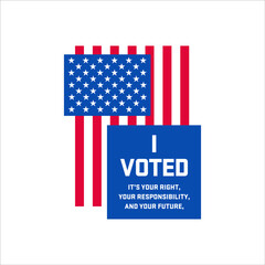 American Presidential Election 2020 background. Be responsible Your Vote Matters. Poster or brochure template. American presidential election badges and vote labels. Badges and signs for election.