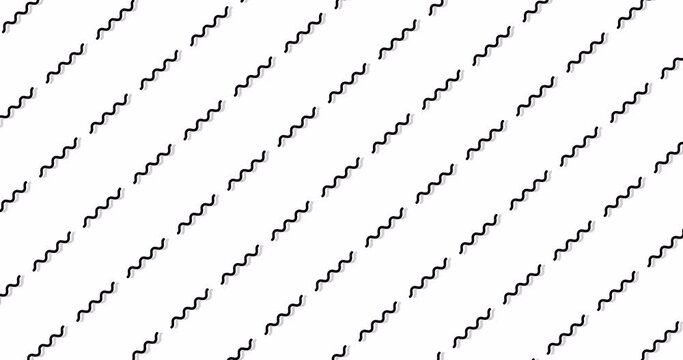 Squiggling lines animated pattern, isolated on white background