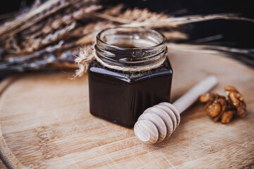 bee honey on a dark background