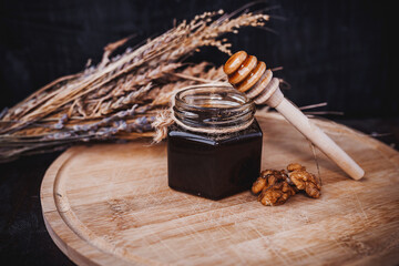 bee honey on a dark background