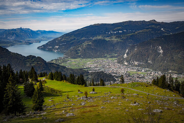 Fototapeta na wymiar Popular mountain in the Swiss Alps called Schynige Platte in Switzerland - travel photography