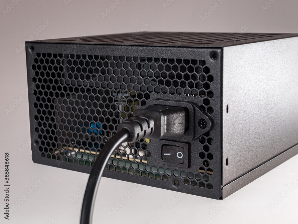 Poster computer part for system unit assembly, power supply for computer close-up, choice of quiet silent r