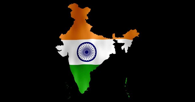 India Country Flag on the geographic map of the country Illustration 