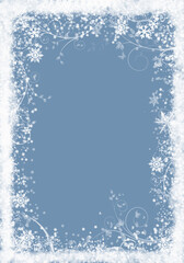 Snow background. Blue Christmas snowfall with defocused flakes. Winter concept with falling snow. Holiday texture and white snowflakes.