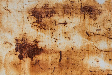 Interesting painted old metal surface with traces of rust, scratches and time damage texture