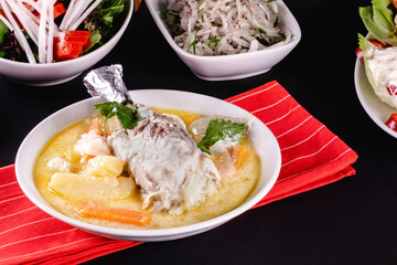 boiled chicken leg with vegetables