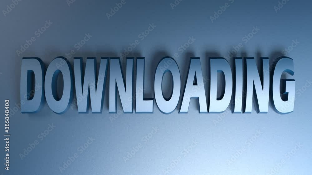 Poster the write downloading in blue letters, on blue background, with horizontal bars going from right sid