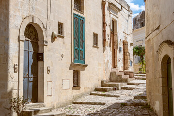 Obraz premium Narrow street of Matera old town, Southern Italy