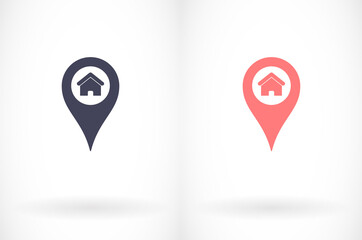 Map pointer house vector icon , design Map pointer house illustration for web. Flat style Map pointer house