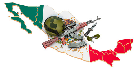 Military force, army or war conflict in Mexico concept. 3D rendering