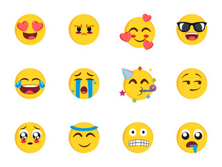 Set of emoji faces cartoon - Vector illustration