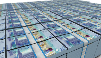 3D Large Stack of Kuwait Dinars Banknote