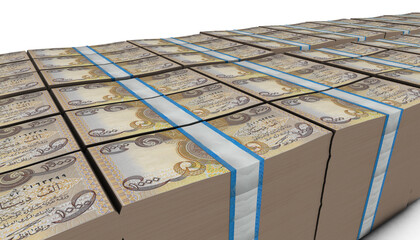 3D Pile of 1000 Iraq Dinar money banknote