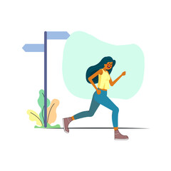 Isolated running woman. Healthy slifestyle - Vector illustration