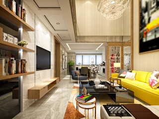3d render of house living room