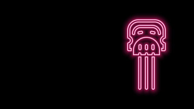 Glowing neon line Flamenco woman accessories icon isolated on black background. Peineta. Spanish comb. 4K Video motion graphic animation