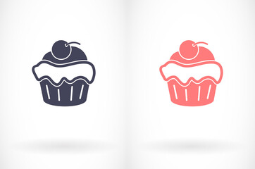 Cupcake vector icon. Two-tone version of cupcake vector icon on white and black background. vector icon Small cake designed to serve one person vector icon .