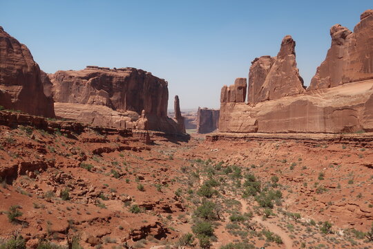 Canyon of rock formations in Moab