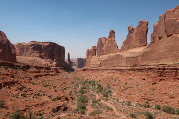Canyon of rock formations in Moab
