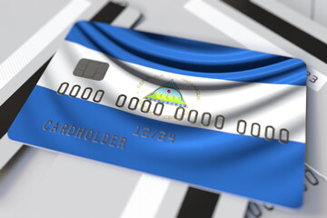 Credit card with flag of Nicaragua 3d rendering