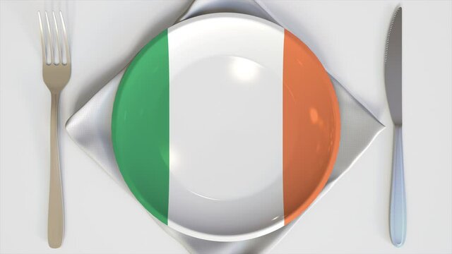 National flag of Ireland on the plate conceptual 3d animation