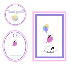A set of painted stickers, cards for letters, tags for a gift, original packaging ideas