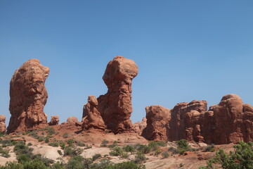 Fototapeta na wymiar Rock formations in Arches in Utah