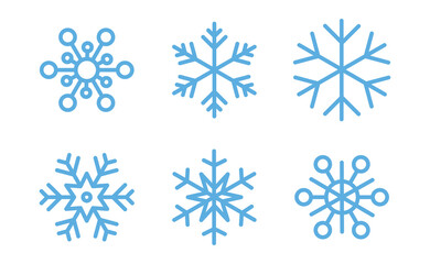 Snowflakes icon collection. Set of snow flake icons. Geometric shapes for christmas and new year decoration.