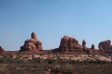 Fototapeta na wymiar Rock formations in Arches in Utah