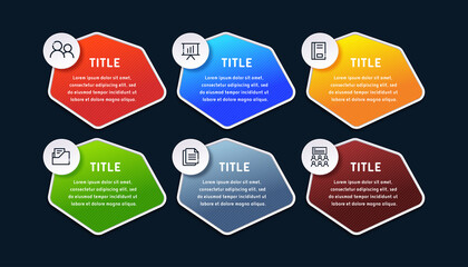 Business infographic template with 6 options