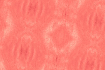 Living Coral Ogee Ikat. Tie Dye Batik Style. 