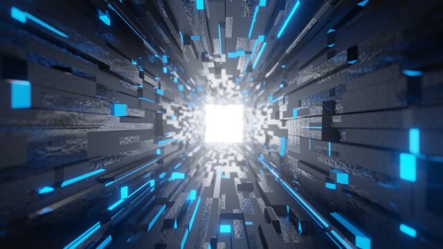Futuristic sci-fi tunnel. future spaceship concept. 3d rendering