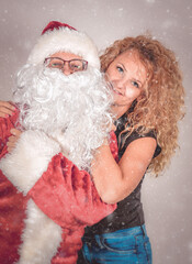 Obraz premium blonde girl with santa