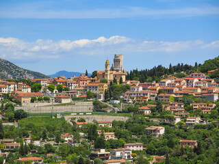 View of the small provencal village of La Turbie in the south of France